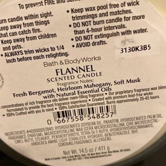 Bath & Body Works “Flannel” NEW 3 Wick Candle - Picture 5 of 6